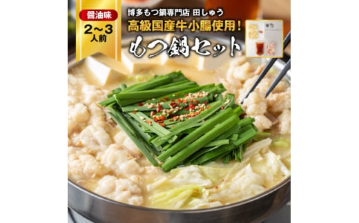 ＜毎月定期便＞＜博多もつ鍋専門店　田しゅう＞高級国産牛小腸使用　もつ鍋　醤油味　2～3人前全12回_ 定期便 もつ鍋 モツ 鍋 博多 福岡 専門店 ホルモン グルメ 本場 醤油 贈答 ギフト お取り寄せ 産直 人気 おすすめ 【4055944】 1468428 - 福岡県大野城市