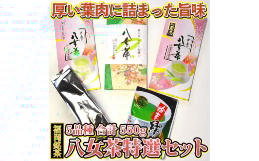 福岡銘茶八女茶 特選セット5種合計550g 老舗製茶店の逸品 吉富町/株式会社マル五 [BGAC044] 2054914 - 福岡県吉富町