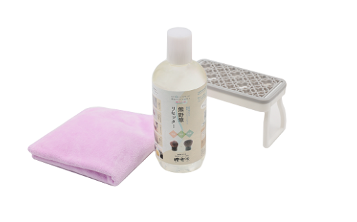 博雲堂　熊野筆リセッター　メイクブラシクリーナー　キット 【 洗浄液 500ml・専用カップ・速乾タオル・ スタンド付 】