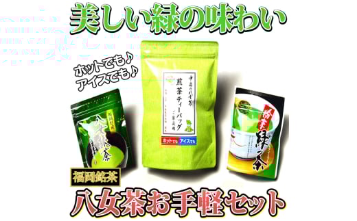 福岡銘茶八女茶 急須要らずのお手軽セット(便利なチャック付) 吉富町/株式会社マル五 [BGAC045] お茶 八女