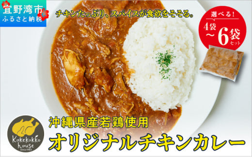 沖縄県産若鶏使用 オリジナルチキンカレー (1袋 約260g) 選べる 4袋セット 6袋セット | とりの丸焼こけこっこハウス