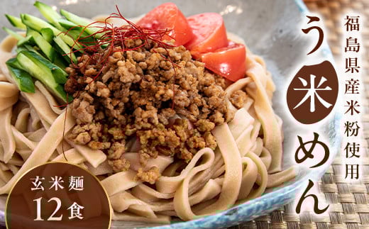 グルテンフリー 米粉で作った麺「う米めん」玄米タイプ12食入り F21T-245 1182378 - 福島県天栄村