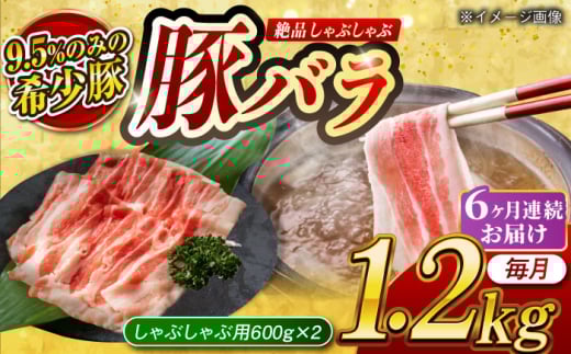 【月1回約1.2kg×6回定期便】大西海SPF豚 バラ（しゃぶしゃぶ用）計約7.2kg 長崎県/長崎県農協直販 [42ZZAA098] 948565 - 長崎県長崎県庁