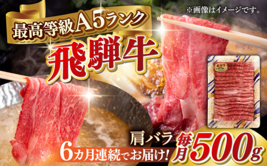 【6回定期便】A5等級 飛騨牛 肩バラ すき焼き・しゃぶしゃぶ用 500g すきやき 鍋 A5ランク 岐阜市 / 三心 [ANGY005]