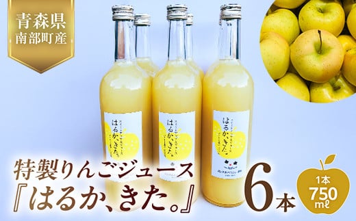 「はるか、きた。」りんごジュース 6本セット 【佐々木あきおはるこ農園】 フルーツ王国 完熟 アップルジュース 100% ストレート 1000ml リンゴジュース リンゴ 林檎 青森りんご 青森県 南部町 果物 くだもの F21U-587
