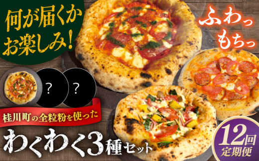 【全12回定期便】【合鴨家族の小麦使用】ピザ わくわく3枚セット(マルゲリータ・お任せ2枚）▼ピザ 冷凍 ピザ窯 ぴざ PIZZA パーティー ピッツァ 人気 本格 石窯 クリスマス　 桂川町/PIZZERIA TUTTI [ADBH020] 1479171 - 福岡県桂川町