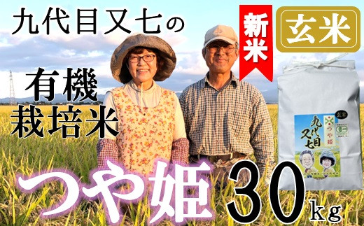 【令和7年産・玄米】九代目又七の有機つや姫30kg※10月中旬頃から順次配送 2014690 - 山形県三川町
