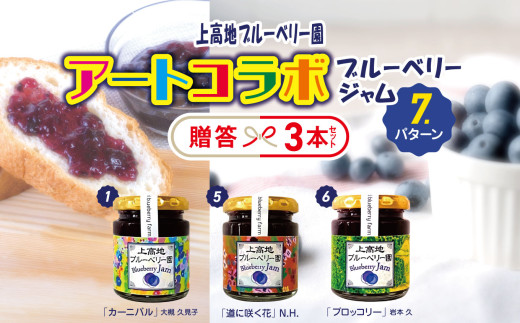 アートコラボブルーベリージャム  贈答３本セット│信州 贈答用 ブルーベリー ジャム 新鮮 加工品 甘い 美味しい 特別 松本 ふるさと納税 上高地 1993255 - 長野県松本市