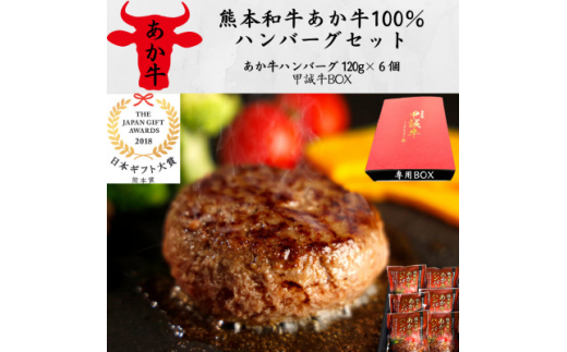 あか牛100%ハンバーグセット(あか牛ハンバーグ120g×6個)専用ボックス入り(美里町)【1542406】