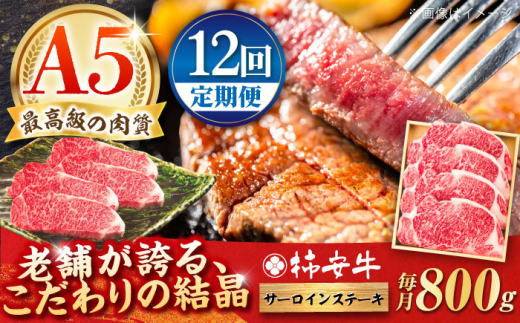 【12回定期便】最高級A5等級 三重県産 黒毛和牛 柿安牛 サーロインステーキ / 国産牛 ブランド牛 牛肉 冷蔵 / 亀山市 / 柿安本店 [AMBW029]