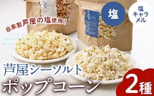 パルセイユ 芦屋シーソルト ポップコーン (2種) 塩味 キャラメル味 しお 芦屋塩 お菓子 おやつ おつまみ 駄菓子 コメヌカオイル うまか芦屋塩 常温保存 常温【パルセイユ】as04-001 789407 - 福岡県芦屋町