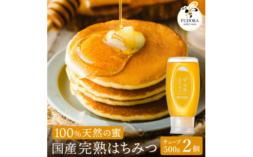 【2025年採蜜】 完熟はちみつ　1,000g（500g×2）藤岡養蜂園　027FY01N. ／ 完熟 熟成 天然 ハチミツ 養蜂 蜂蜜 ミツバチ しりばり 瓶 チューブ 選べる