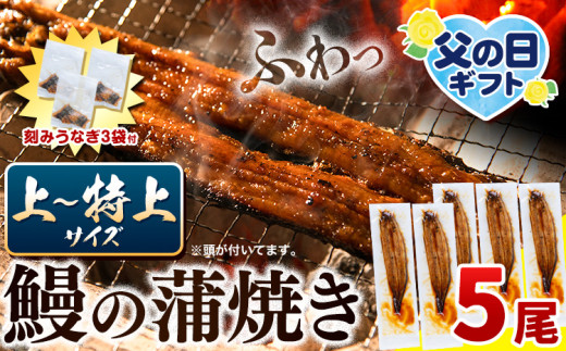 〈スピード出荷〉うなぎ 国産 鰻の蒲焼 5尾 ＋ きざみうなぎ 30g×3袋 上～特上サイズ《3-7営業日以内に出荷(土日祝除く)》| うなぎ 蒲焼 国産 うなぎ 小分け うなぎ 国産 うなぎ 父の日 うなぎ 母の日ギフト うなぎ 簡易包装 送料無料 徳島県 上板町 1356663 - 徳島県上板町