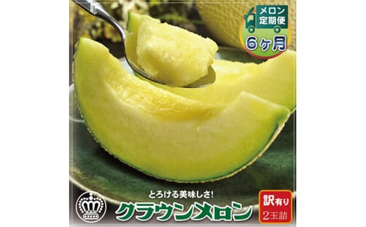 ＜毎月定期便＞＜訳あり＞クラウンメロン 2玉 全6回【4012649】 2068209 - 静岡県掛川市