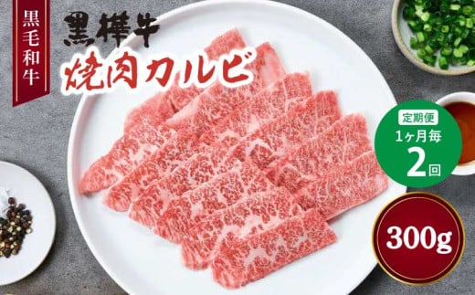 【1ヶ月毎2回定期便】 黒毛和牛焼肉用カルビ 300g 2071164 - 熊本県宇城市