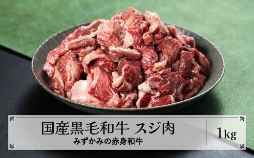 みずかみの赤身和牛 スジ肉 1kg 肉 牛 牛肉 赤身 国産 黒毛和牛 和牛 焼肉 水上畜産 送料無料 mz-wgjxx1000