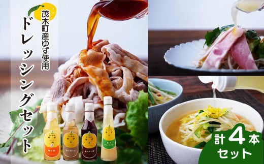 茂木産ゆずを使用!4種のドレッシングセット 保存料・着色料・香料不使用 | ゆず 柚子 ドレッシング ポン酢 柚子酢 柚子塩だれ 酢 お酢 調味料 無着色 保存料 不使用 サラダ 野菜 ノンオイル ヘルシー マリネ カルパッチョ 健康 ソーダ 料理 ラーメン 餃子 ギョーザヨーグルト 詰め合わせ おいしい 美味しい しゃぶしゃぶ 焼肉 茂木産 もてぎプラザ 栃木県 茂木町