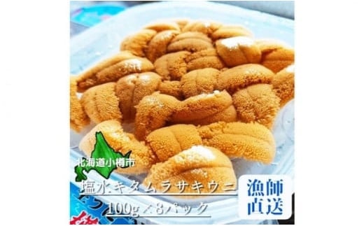 北海道小樽市 塩水キタムラサキウニ 100g×8パック 合計800g 【漁師直送】