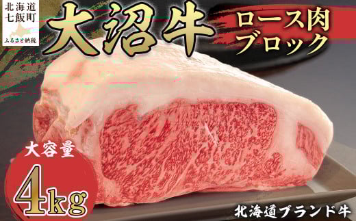  北海道ブランド牛大容量 大沼牛ブロック（ロースブロック4kg） ふるさと納税 人気 おすすめ ランキング 北海道ブランド牛 大沼牛 ブロック肉 4kg 大容量 北海道 七飯町 送料無料 NAM003