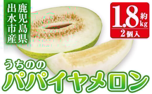 i456 ＜2025年4月上旬～5月中旬の間に発送予定＞うちののパパイヤメロン(計約1.8kg・2個入) メロン パパイヤメロン 果物 くだもの フルーツ 期間限定 数量限定 旬 立体栽培 シャキシャキ食感 ギフト 贈り物 おやつ 【山ん神】 666756 - 鹿児島県出水市