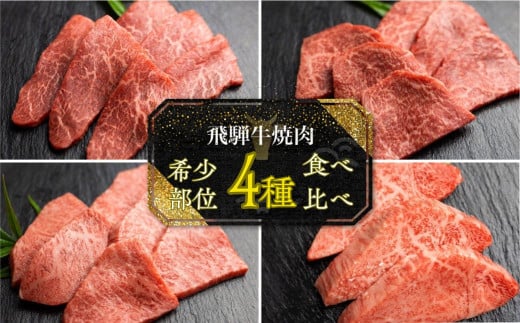 飛騨牛 5等級 希少部位 焼肉4種 食べ比べセット 計1.2kg ( ヒレ / ランプ / イチボ / 心芯 / 各300g) 4種 焼肉用 古里精肉店 A5 a5 牛肉 肉 国産 BBQ ブランド牛 お取り寄せグルメ ギフト セット お楽しみ 100000円 10万円 飛騨市[Q2850]