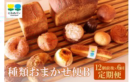 【定期便6ヶ月】にわのパン　種類おまかせ便(B)　★12個前後