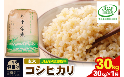 【玄米】令和6年産 秋田県産 コシヒカリ 30kg(30kg×1袋) 【JGAP認証】【秋田県特別栽培農産物認証】 1022801 - 秋田県横手市