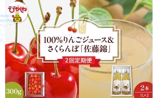 【2回定期便】100％りんごジュース＆2025年産さくらんぼ「佐藤錦」山形県 東根市 hi037-002-1 2003355 - 山形県東根市