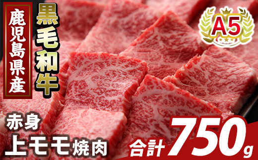 K-483-C 鹿児島県産A5等級黒毛和牛赤身上モモ焼肉(計750g)【ふるさと産直バザール】霧島市 牛肉 国産 鹿児島県産 モモ 焼肉 肉 精肉