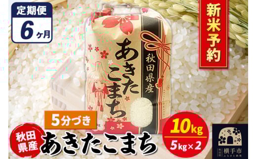 《令和7年産 新米受付》《定期便6ヶ月》あきたこまち 10kg(5kg×2袋)【5分づき】秋田県産 こまちライン 2072261 - 秋田県横手市