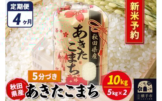 《令和7年産 新米受付》《定期便4ヶ月》あきたこまち 10kg(5kg×2袋)【5分づき】秋田県産 こまちライン 2072259 - 秋田県横手市