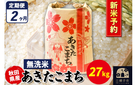《令和7年産 新米受付》《定期便2ヶ月》あきたこまち 27kg×1袋【無洗米】秋田県産 こまちライン 2072227 - 秋田県横手市