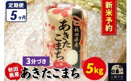 《令和7年産 新米受付》《定期便5ヶ月》あきたこまち 5kg×1袋【3分づき】秋田県産 こまちライン 2072235 - 秋田県横手市