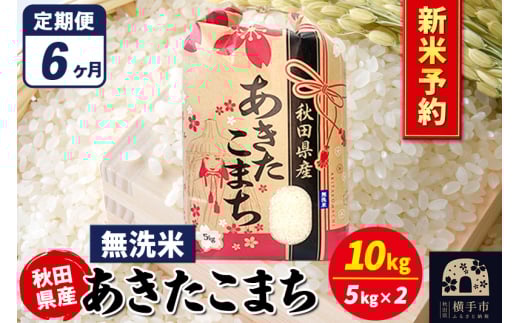 《令和7年産 新米受付》《定期便6ヶ月》あきたこまち 10kg(5kg×2袋)【無洗米】秋田県産 こまちライン 2072221 - 秋田県横手市