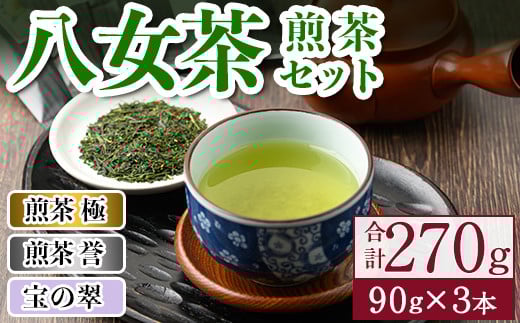 八女茶煎茶セット 極・ 誉・宝の翠(合計270g・90g×3本) 緑茶 せん茶 お茶 許斐本家 福岡 やめ  常温 常温保存【ksg1316】【くしだ企画】