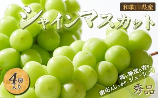 ◆先行予約◆和歌山県産 シャインマスカット 4房入り〈秀品〉［2025年8月中旬以降出荷］［MG22］