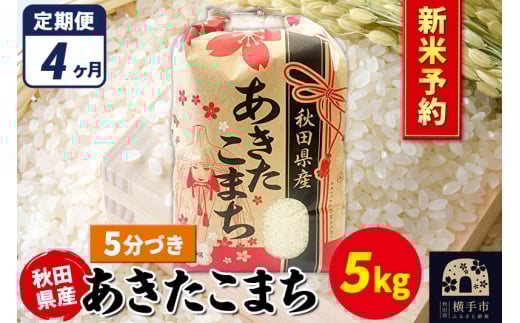 《令和7年産 新米受付》《定期便4ヶ月》あきたこまち 5kg×1袋【5分づき】秋田県産 こまちライン 2072254 - 秋田県横手市