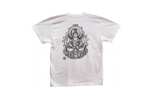手描きTシャツ 仏画 大日如来 白 (半袖 Mサイズ)【1615072】