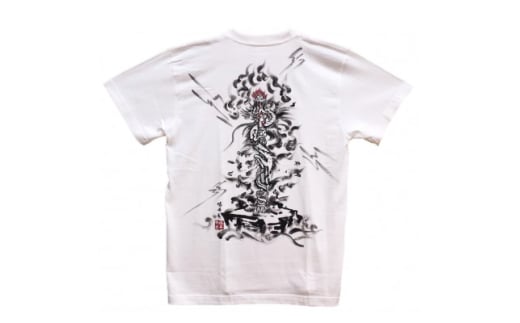 手描きTシャツ 仏画 倶利伽羅不動 白 (半袖 Sサイズ)【1614999】 2078498 - 大阪府和泉市