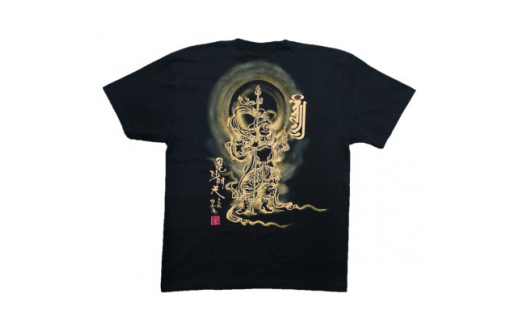 手描きTシャツ 仏画 毘沙門天 黒 (半袖 Mサイズ)【1615044】 2073714 - 大阪府和泉市