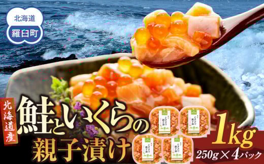 【2025年5月発送】北海道産 鮭といくらの親子漬け 1kg （250g × 4パック） 小分け 国産 北海道 羅臼 サケ さけ シャケ しゃけ イクラ 魚卵 鮭卵 醤油漬け しょうゆ漬け 親子丼 海鮮丼 ご飯のお供 おかず おつまみ 一人暮らし おすそわけ 魚介類 生産者 支援 応援 2052327 - 北海道羅臼町