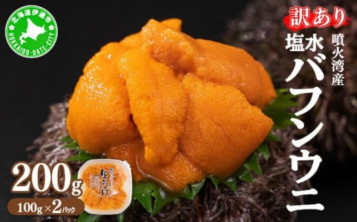 [5525-0812]訳あり 北海道 噴火湾産 塩水 バフンウニ 100g 2パック 計200g うに ウニ 雲丹 海鮮 海の幸 魚介類 ウニ丼 お寿司 濃厚 無添加 産地直送 お取り寄せ 山村水産 送料無料 1274807 - 北海道伊達市