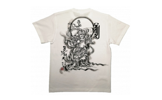 手描きTシャツ 仏画 毘沙門天 白 (半袖 Lサイズ)【1615038】 2073711 - 大阪府和泉市