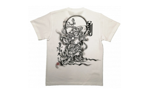手描きTシャツ 仏画 毘沙門天 白 (半袖 Mサイズ)【1615037】 2073710 - 大阪府和泉市