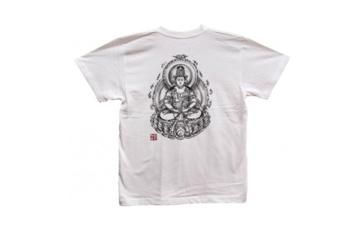 手描きTシャツ 仏画 大日如来 白 (半袖 XLサイズ)【1615077】