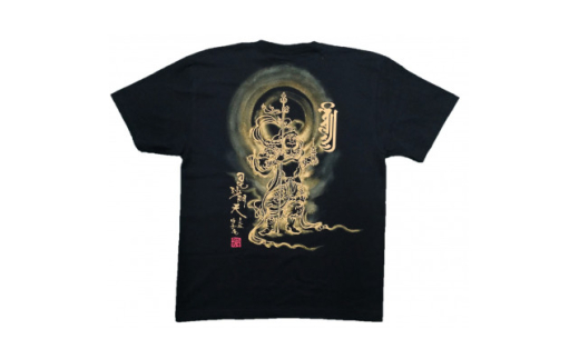 手描きTシャツ 仏画 毘沙門天 黒 (半袖 Lサイズ)【1615046】 2073715 - 大阪府和泉市