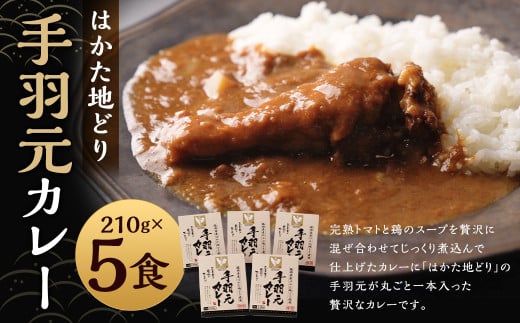 はかた地どり カレーギフト 5人前 （210g×5パック） 合計1050g はかた 地どり 地鶏 博多 手羽 手羽元 レトルト カレー 常温 九州 福岡県 嘉麻市 2018091 - 福岡県嘉麻市