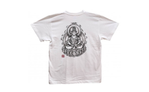 手描きTシャツ 仏画 大日如来 白 (半袖 Sサイズ)【1615070】