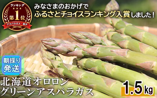 【朝採り発送】北海道オロロングリーンアスパラガス 1.5kg（露地物）