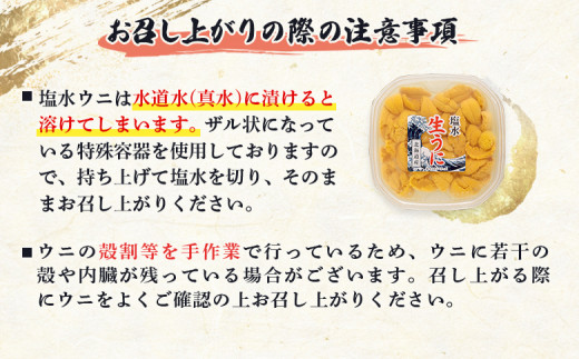 【6月上旬〜8月中旬発送予定】北海道産 塩水ウニ 100g